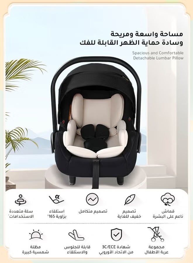 hibobi Luxury Multi-Purpose Baby Car Seat And Baby Carrier With Handle, Roof, Adjustable Handle, 3-Point Seat Belt, Suitable For Newborns Aged 0 To 15 Months - Image 2