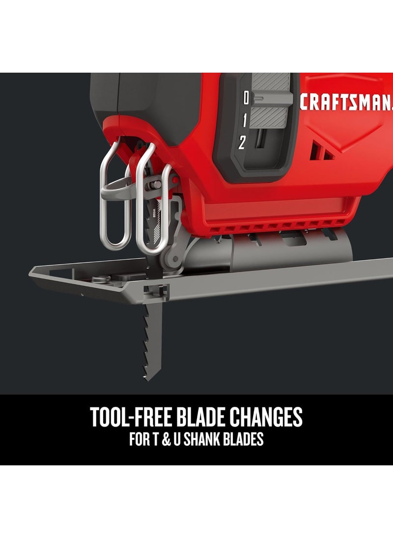 CRAFTSMAN CRAFTSMAN V20 Cordless Jig Saw Kit 3 Orbital Settings Up to 2500 SPM Battery and Charger Included CMCS600D1  - Image 5