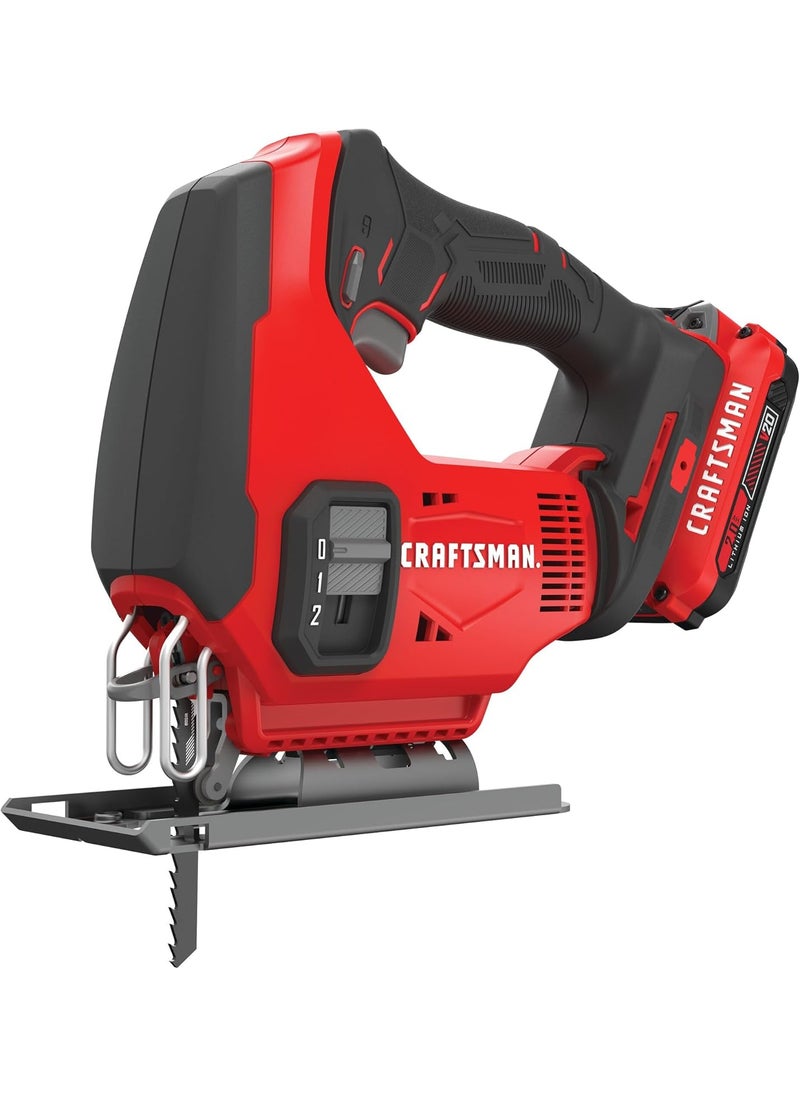 CRAFTSMAN CRAFTSMAN V20 Cordless Jig Saw Kit 3 Orbital Settings Up to 2500 SPM Battery and Charger Included CMCS600D1  - Image 1
