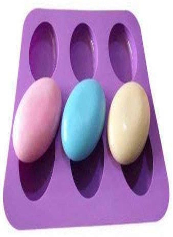 Bitrexup Silicone 6 Cavity Non Stick Egg Shape Soap Cake Chocolate Candy Muffin Bakeware Mould (Multi Colour) - Image 1
