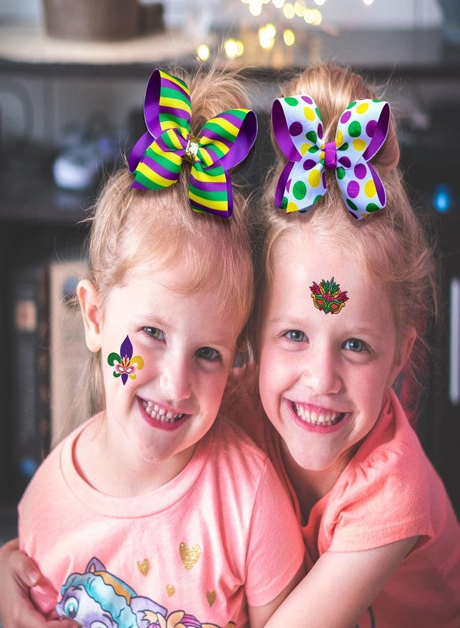 KCHIES Mardi Gras Hair Bow Gift Girls 5" Purple Gold Green Boutique Ribbon Polkadots Cheer Bow Clip Women Kids Fat Tuesday Circus Carnival Costume Party Headpiece Decor Accessories - Image 4