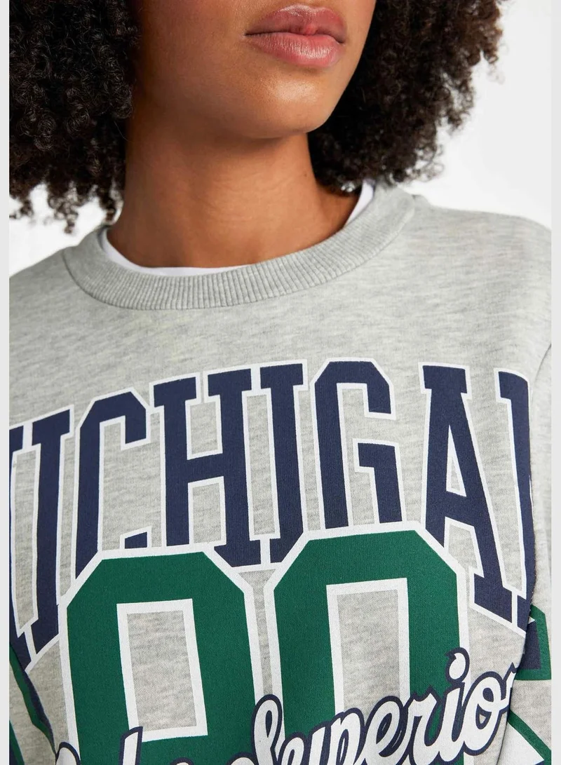 DeFacto Woman Oversize Fit Crew Neck Long Sleeve Knitted Sweatshirt