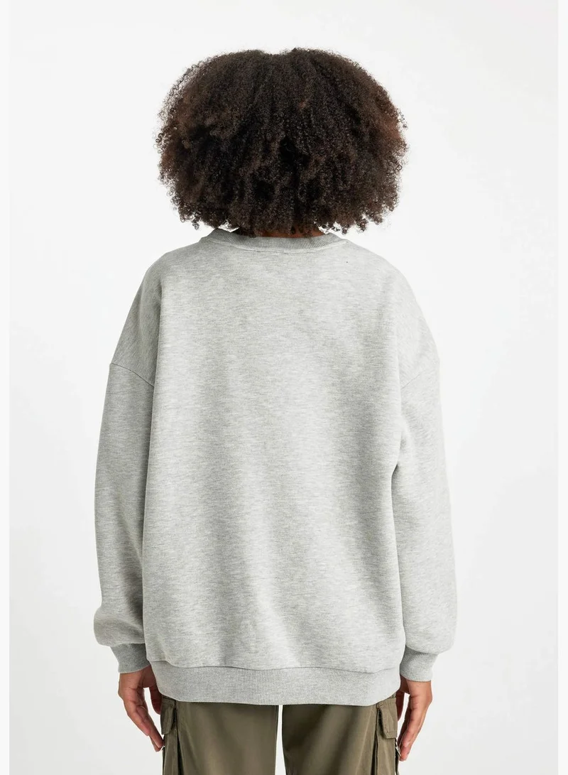 DeFacto Woman Oversize Fit Crew Neck Long Sleeve Knitted Sweatshirt