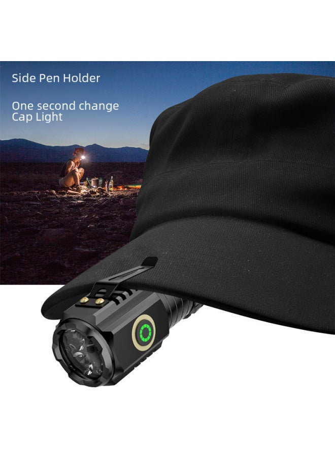 Strong Light Magnetic Flashlight Aluminum Alloy Mini Portable Outdoor Multi-function Cap Charging 3 Lights Small Flashlight-Color:S350X (18350A + Extension Tube + 18650A) Endurance Configuration  - Image 4