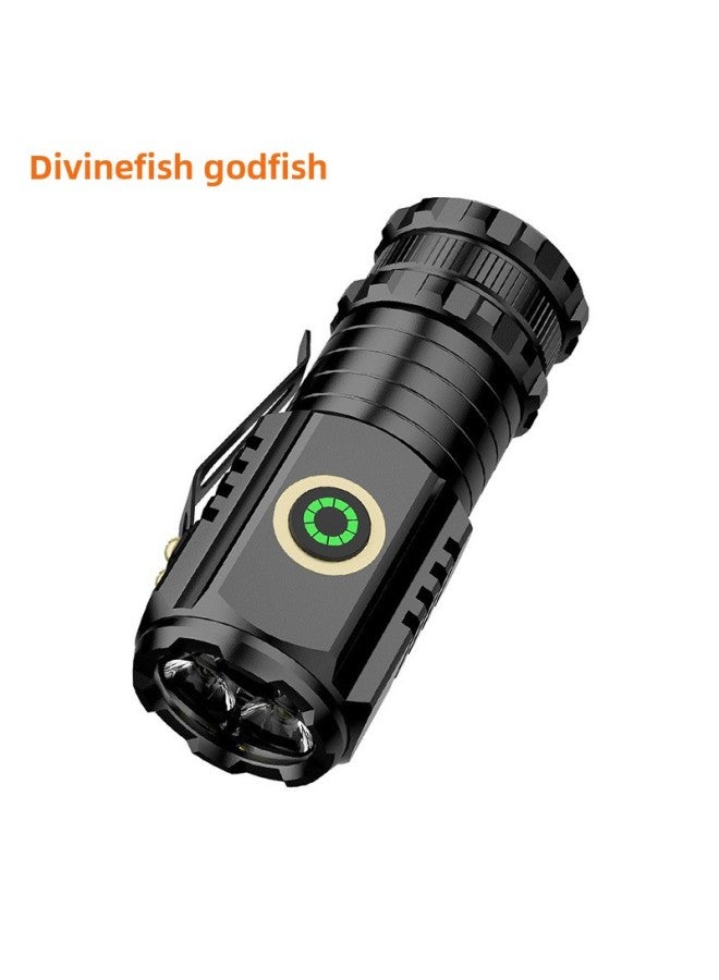 Strong Light Magnetic Flashlight Aluminum Alloy Mini Portable Outdoor Multi-function Cap Charging 3 Lights Small Flashlight-Color:S350X (18350A + Extension Tube + 18650A) Endurance Configuration  - Image 2