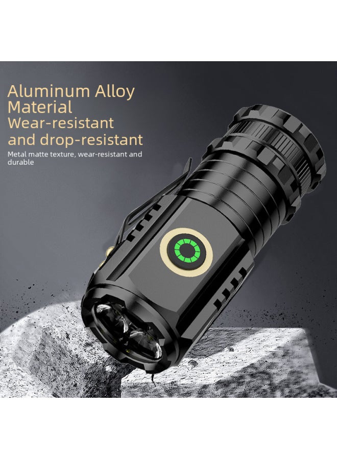 Strong Light Magnetic Flashlight Aluminum Alloy Mini Portable Outdoor Multi-function Cap Charging 3 Lights Small Flashlight-Color:S350X (18350A + Extension Tube + 18650A) Endurance Configuration  - Image 3