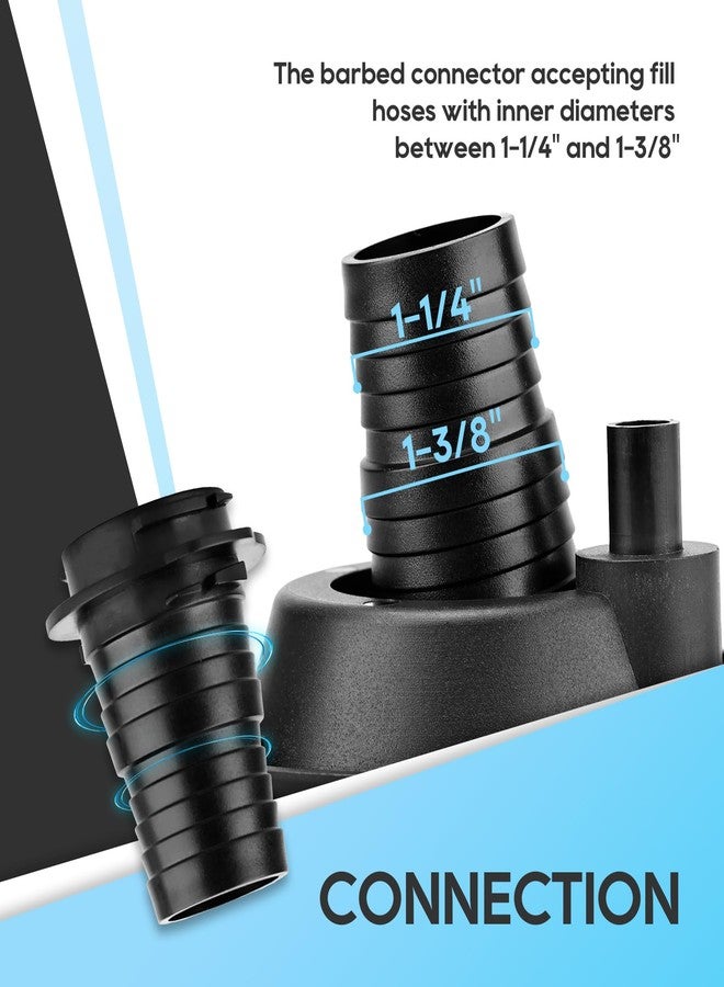 RVGUARD RV Fresh Water Hatch, Gravity Fill Hatch Inlet with 1-1/4" Barbed Connector and 1/2" Air Vent, for RV Tanks, Caravan, Camper (Black) - Image 2