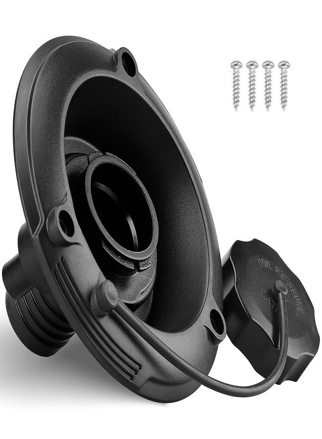 RVGUARD RV Fresh Water Hatch, Gravity Fill Hatch Inlet with 1-1/4" Barbed Connector and 1/2" Air Vent, for RV Tanks, Caravan, Camper (Black) - Image 1