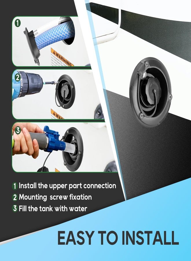 RVGUARD RV Fresh Water Hatch, Gravity Fill Hatch Inlet with 1-1/4" Barbed Connector and 1/2" Air Vent, for RV Tanks, Caravan, Camper (Black) - Image 5