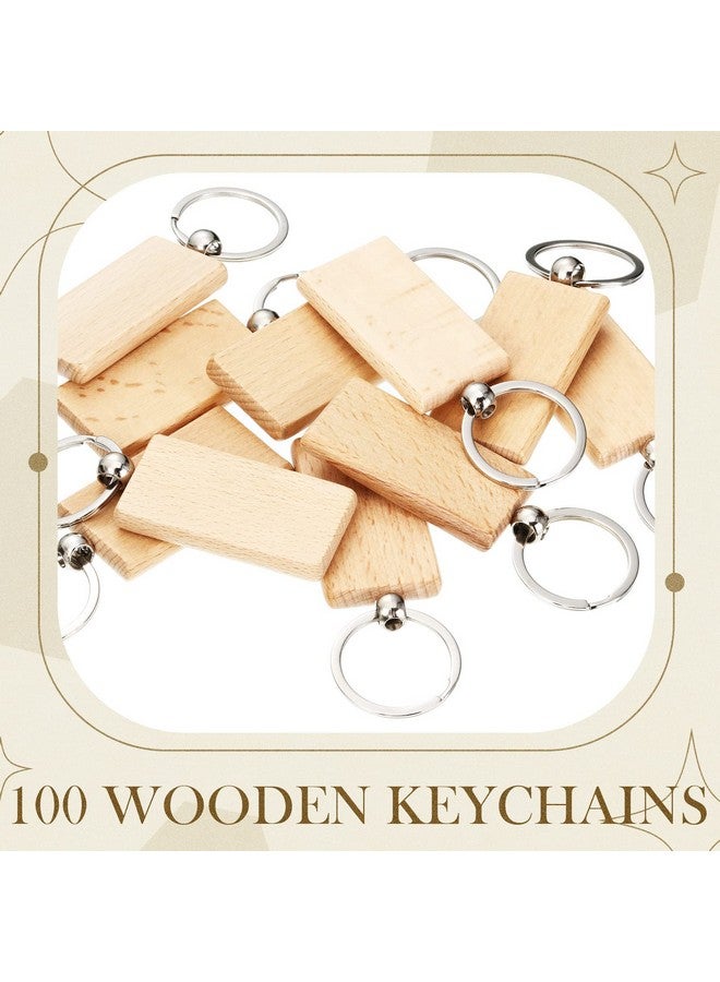 Yinkin 100 Pcs Wooden Keychain Blanks Laser Engraving Blanks Wood Blanks Key Chain Bulk Unfinished Wooden Key Ring Key Tag For Diy Gift Crafts - Image 3