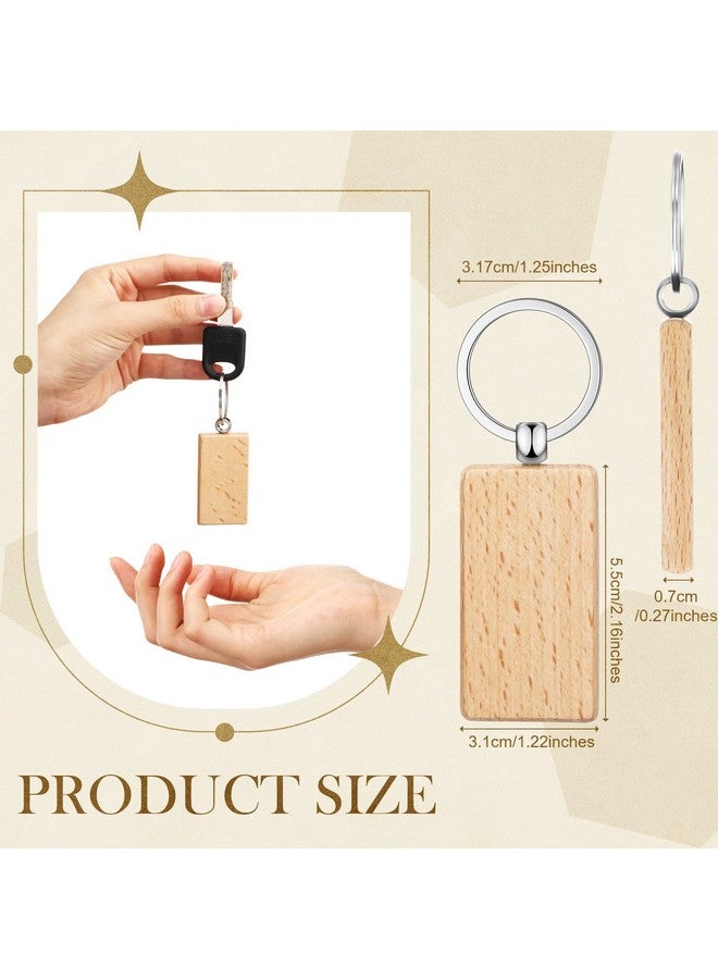 Yinkin 100 Pcs Wooden Keychain Blanks Laser Engraving Blanks Wood Blanks Key Chain Bulk Unfinished Wooden Key Ring Key Tag For Diy Gift Crafts - Image 2