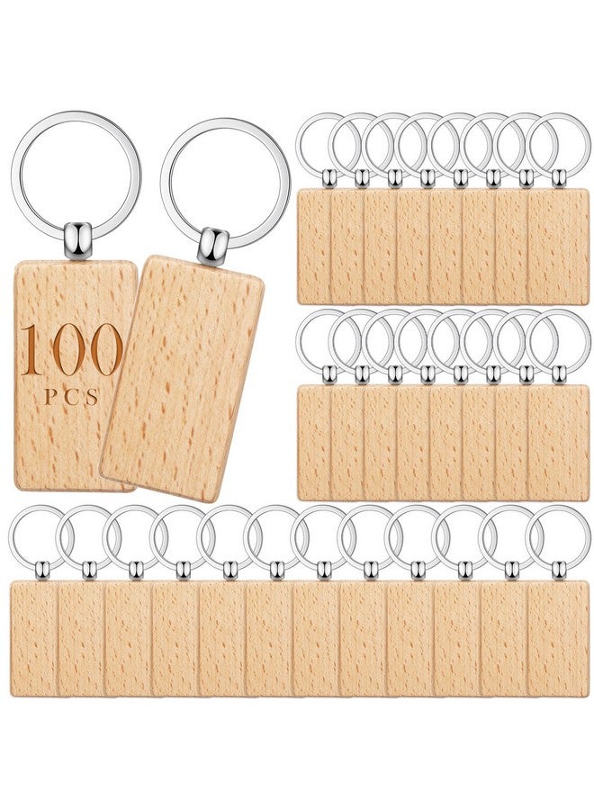 Yinkin 100 Pcs Wooden Keychain Blanks Laser Engraving Blanks Wood Blanks Key Chain Bulk Unfinished Wooden Key Ring Key Tag For Diy Gift Crafts - Image 1
