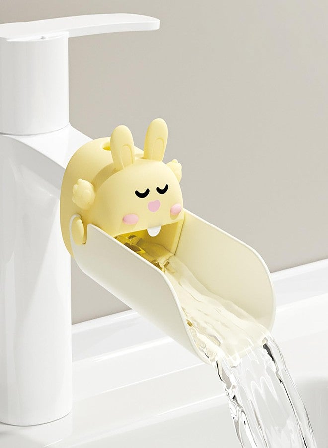 OLEWELL Faucet Extender Silicone Faucet Extender Temperature Sensitive for Toddlers Silicone Sink Extender Babies Kids Children (Yellow/Happy Rabbit) - Image 1
