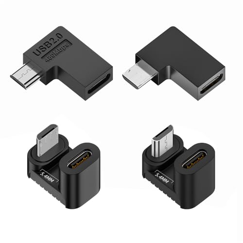xiwai 90360 Degree Angled USBC to Micro USB Adapter 4 Pack USB20 Type C Female to Micro USB Male Power Data AdapterRight Left Up Down for Phone Tablet - Image 1