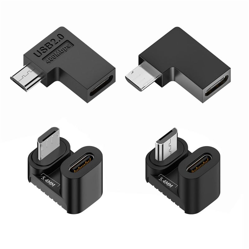 xiwai 90360 Degree Angled USBC to Micro USB Adapter 4 Pack USB20 Type C Female to Micro USB Male Power Data AdapterRight Left Up Down for Phone Tablet - Image 2