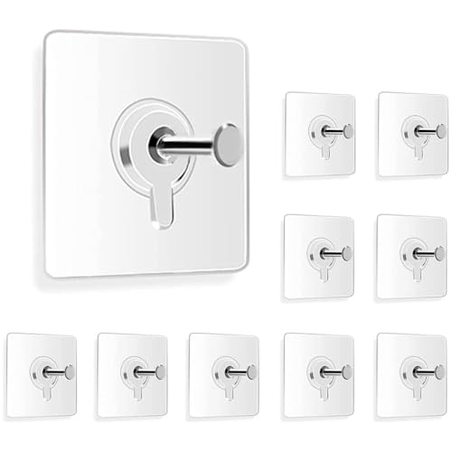 REWOP Adhesive Wall Hooks for Heavy Items Stainless Steel, PVC, ABS Nail Free Seamless Adhesive Non-Trace No Drilling Installation Hanging, Waterproof Screws Wall Hook (Photo Frame Hooks, 10) - Image 1