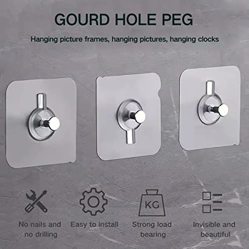 REWOP Adhesive Wall Hooks for Heavy Items Stainless Steel, PVC, ABS Nail Free Seamless Adhesive Non-Trace No Drilling Installation Hanging, Waterproof Screws Wall Hook (Photo Frame Hooks, 10) - Image 3