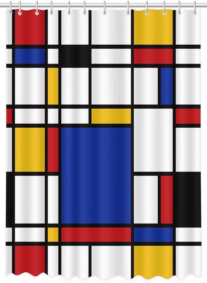 ميهوفوند ستارة دش هندسية تجريدية من MEHOFOND، ديكور حمام موندريان، ستارة دش فنية هندسية للحمام، ستائر دش من القماش المتين قابلة للغسل، 72 × 72 بوصة - Image 2