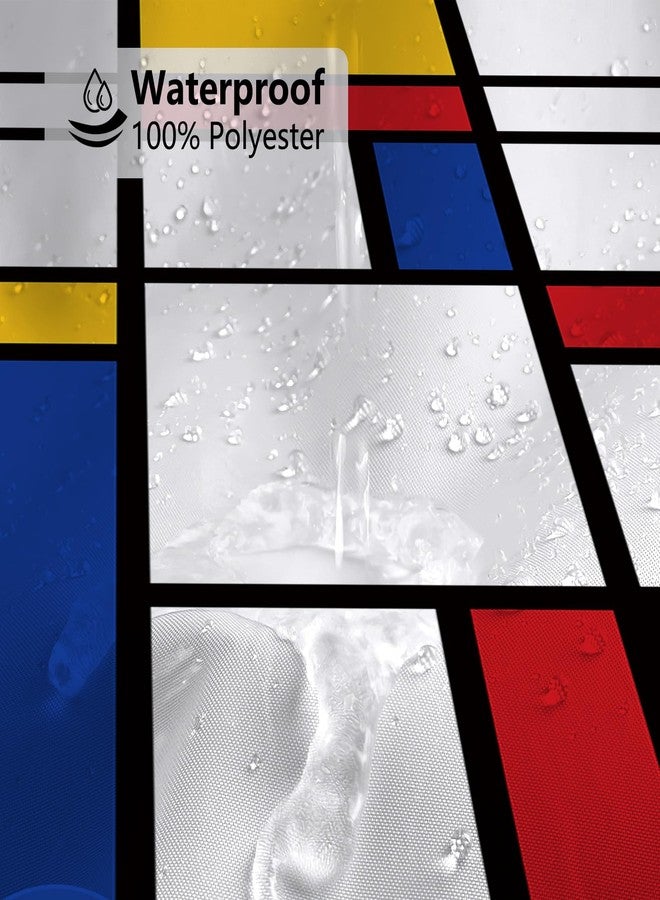 ميهوفوند ستارة دش هندسية تجريدية من MEHOFOND، ديكور حمام موندريان، ستارة دش فنية هندسية للحمام، ستائر دش من القماش المتين قابلة للغسل، 72 × 72 بوصة - Image 4