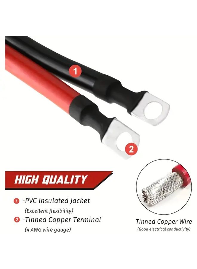 1 Pack of 2 4 Feet 4AWG SC25-10 Battery Inverter Wire Set In Red And Black Car Motorcycle Power Wire - Image 2