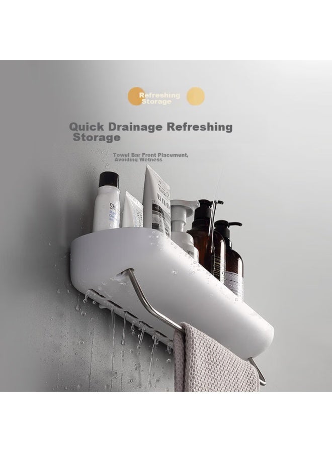 Ecoco Bathroom Storage Rack, Wall-mounted No-drill Organizer For Bathroom, Shower Gel And Towel Holder, E1923 Gray