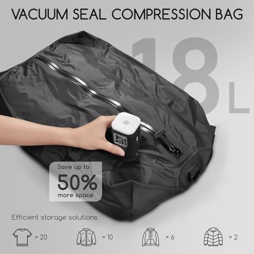 Tiagowell 2 Pack Vacuum Bags for Travel with Air Pump, TPU Reusable Vacuum Compression Bags for Travel with Waterproof Zipper, Space Saver Bag for Suitcase, Backpack, Black - Image 3