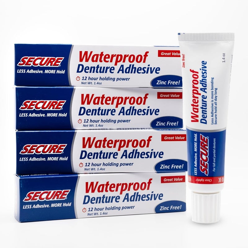 Secure Denture Adhesive Zinc Free Denture Adhesive Cream 14 oz 4 pack - Image 1