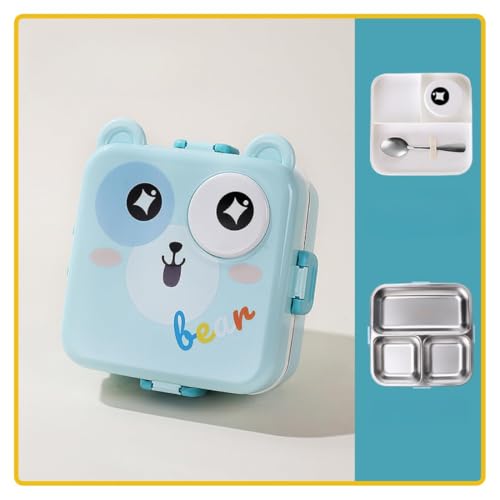 daiDokoro 2-Layer Cartoon Shape Kids Lunch Box | Stainless Steel Inner, 3 Compartments | Airtight Leak-Proof BPA-Free Meal Box | 1120 ML + 70 ML Sauce Cup | School, Picnic Tiffin for Girls & Boys - Image 1