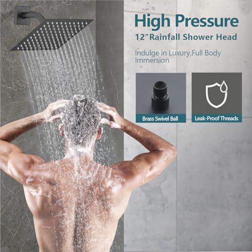 Ultrimkit Replacement 8" Rain Shower Faucet Tub Trim Kit for Delta 13/14 Series, High Pressure Square Rain Shower Head& Handle Set System, Matte Black (Valve& Catridge Not Inclued) - Image 4