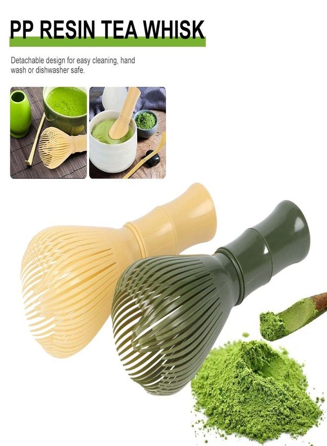 OUGETHER Traditional Matcha Whisk Reusable PP Resin Matcha Whisk Chasen Dishwasher Safe Matcha Stirrer Matcha Green Tea Powder Preparation Prepare Japanese Matcha Tea (Yellow) - Image 2