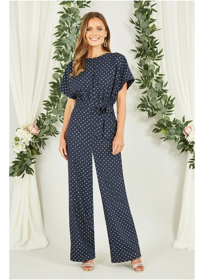 ميلا لندن Navy Spot Batwing  Jumpsuit