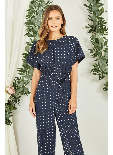 ميلا لندن Navy Spot Batwing  Jumpsuit