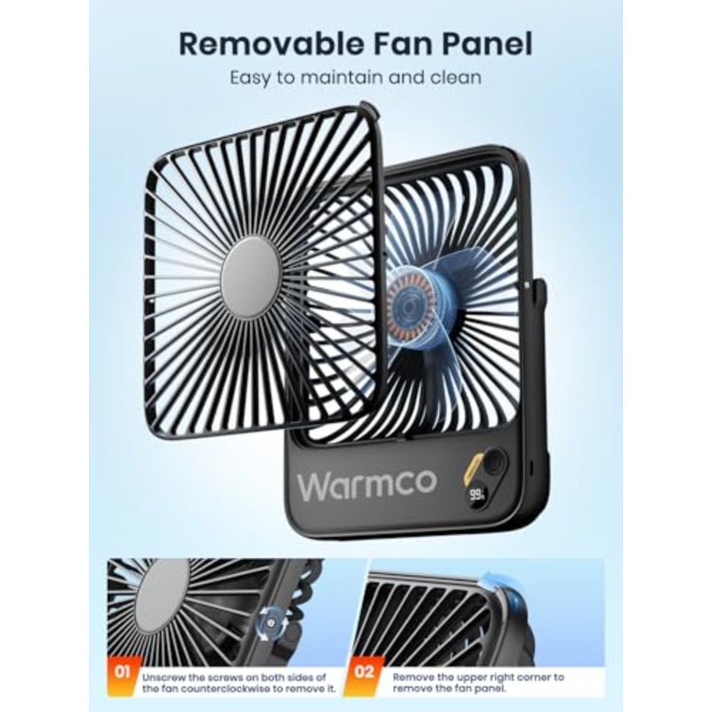 Portable Travel Fan for Camping Office Bedroom Cruise, 7-inch Ultra-thin Quiet Rechargeable Fan with 10000mAh Battery, Digital Display, 24H Runtime, Black - Image 3