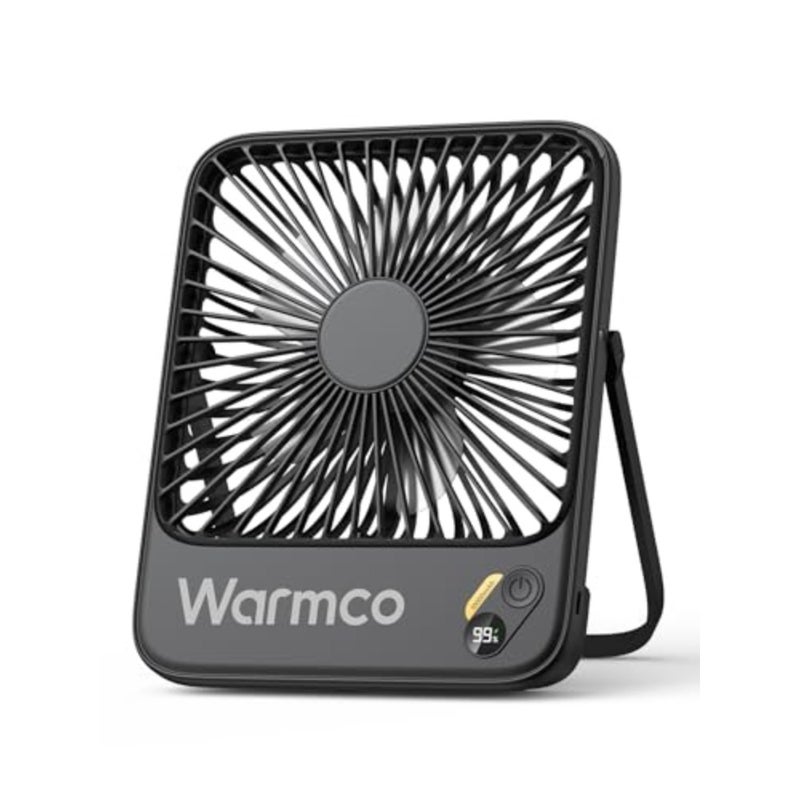 Portable Travel Fan for Camping Office Bedroom Cruise, 7-inch Ultra-thin Quiet Rechargeable Fan with 10000mAh Battery, Digital Display, 24H Runtime, Black - Image 1