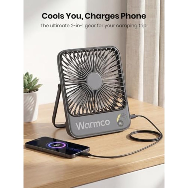 Portable Travel Fan for Camping Office Bedroom Cruise, 7-inch Ultra-thin Quiet Rechargeable Fan with 10000mAh Battery, Digital Display, 24H Runtime, Black - Image 5