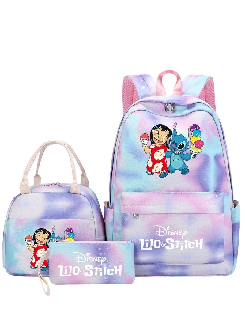 Stitch Printed Three Piece Set Backpack