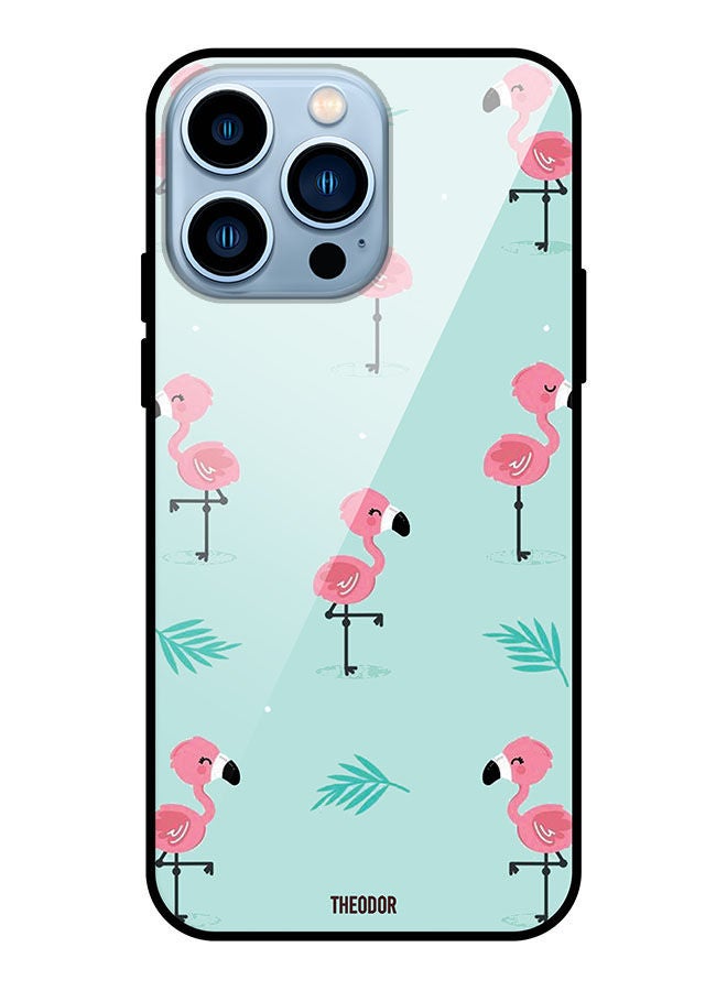 Theodor Protective Tempered Glass Case Cover For Apple iPhone 13 Pro Flamingo Pattern - Image 1