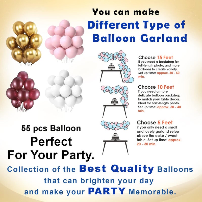 Party Propz 21st Birthday Decoration Kit - 63 Pcs Pink & Burgundy Birthday Balloon Decoration Set with 21 Number Foil Balloon, Pink Balloons, Banner & Balloons (Latex, Foil, Cardstock) - Image 4