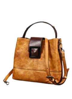 MOSH Luxury Cowhide Leather Shoulder Bag for Women - Classic Bucket Handbag with Top Handle  - Image 1