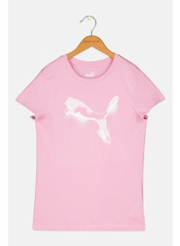 Kids Girl Sportswear Fit Brand Logo T-Shirt, Pink