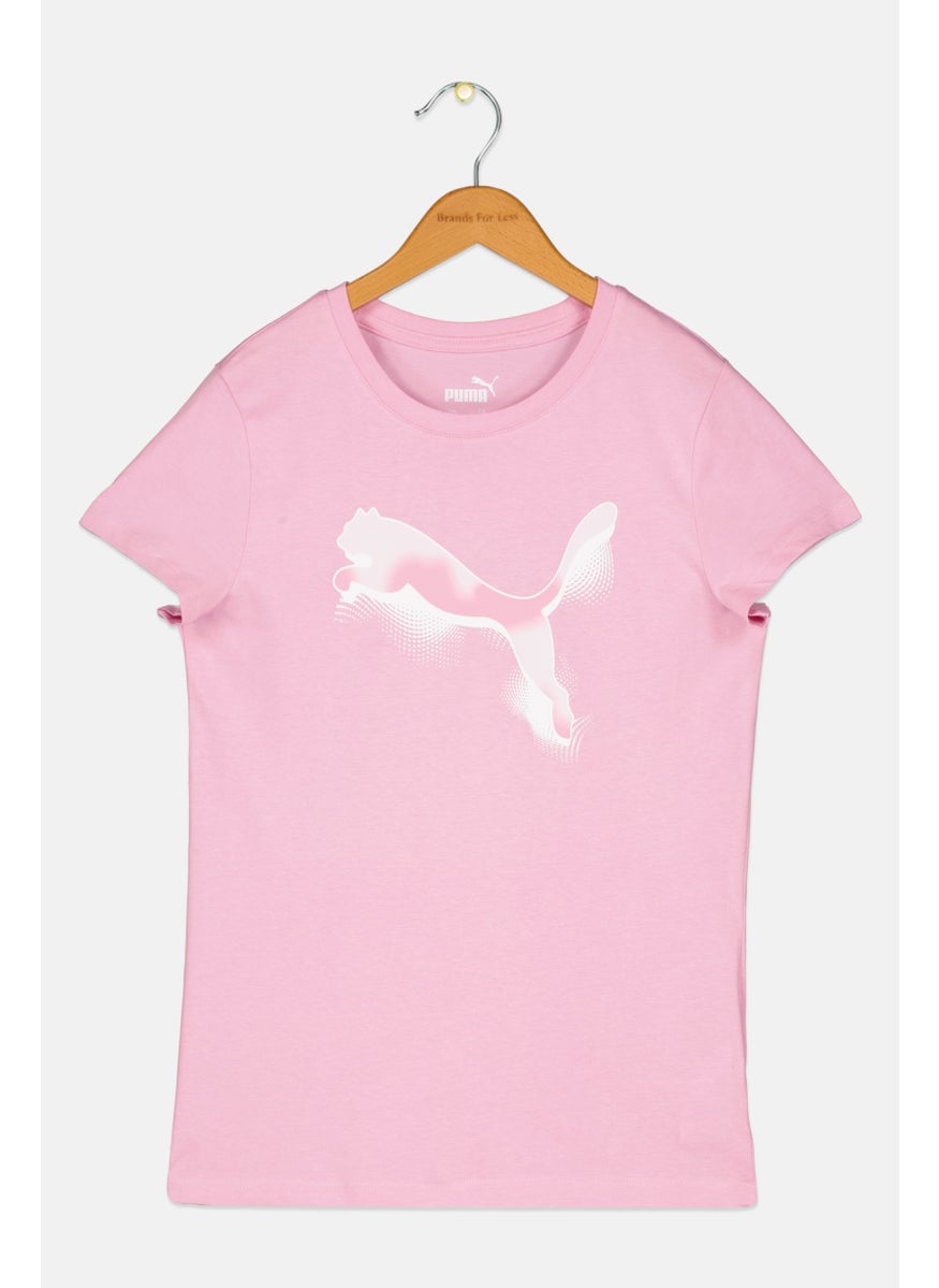 PUMA - Kids Girl Sportswear Fit Brand Logo T-Shirt, Pink - Image 1