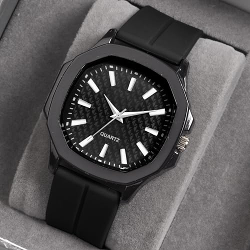 SWADESI STUFF Men's 40mm Analog Watch with Soft Silicone Magnetic Strap – Multicolor Dial Options (Black) - Image 4