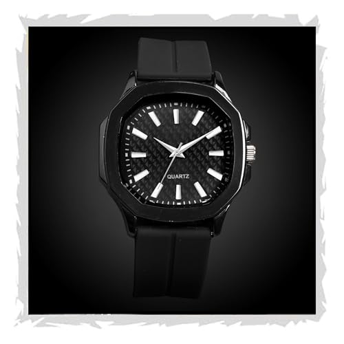 SWADESI STUFF Men's 40mm Analog Watch with Soft Silicone Magnetic Strap – Multicolor Dial Options (Black) - Image 1
