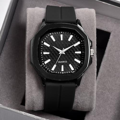 SWADESI STUFF Men's 40mm Analog Watch with Soft Silicone Magnetic Strap – Multicolor Dial Options (Black) - Image 2