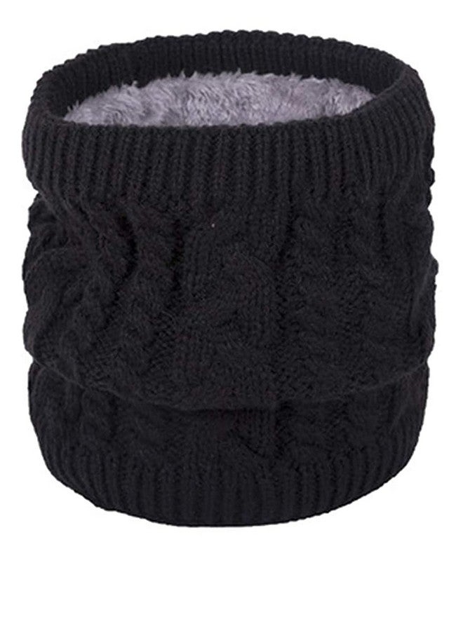 NIUE وشاح دائري مزدوج الطبقات من الصوف الناعم للرجال والنساء مع بطانة سميكة مقاومة للرياح (أسود) - Image 1