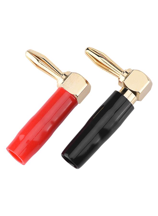 8 Pcs 4mm L Shape Right Angle Banana Plug Audio Speaker Cable Screw Connector (4 Black+4 Red)