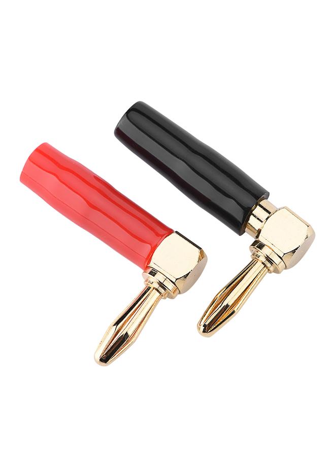 8 Pcs 4mm L Shape Right Angle Banana Plug Audio Speaker Cable Screw Connector (4 Black+4 Red)
