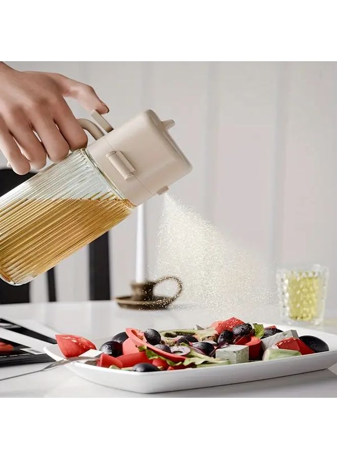 White 2 In 1 Glass Olive Oil Dispenser And Spray Bottle BPA Free Non Toxic Kitchen Oil Dispenser - Image 2