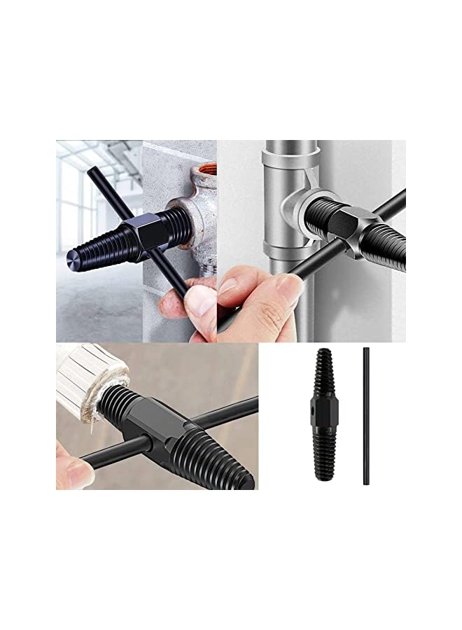 KEWAYO Screw Extractor, Broken Screw Bolt Water Pipe Remover, Dual Use Water Pipe Stud Drill Bits Remover Hand Tool, for 1/2 Inch 3/4 Inch Pipes Valve Faucet - Image 3