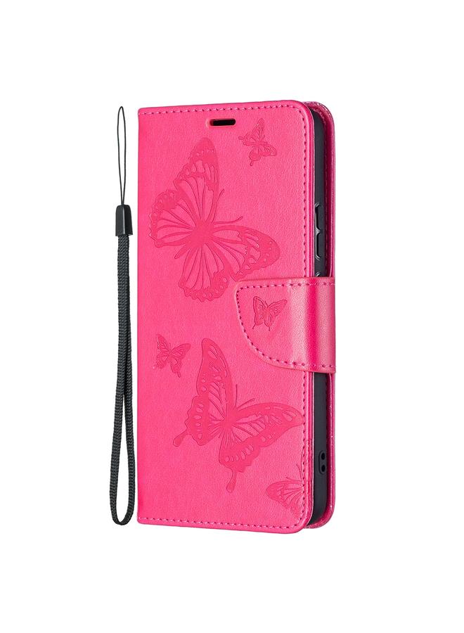 اس-توب جراب لهاتف Samsung Galaxy S22+ 5G من الجلد بنقشة فراشتين مع حامل وفتحة بطاقة ومحفظة وحبل - Image 2